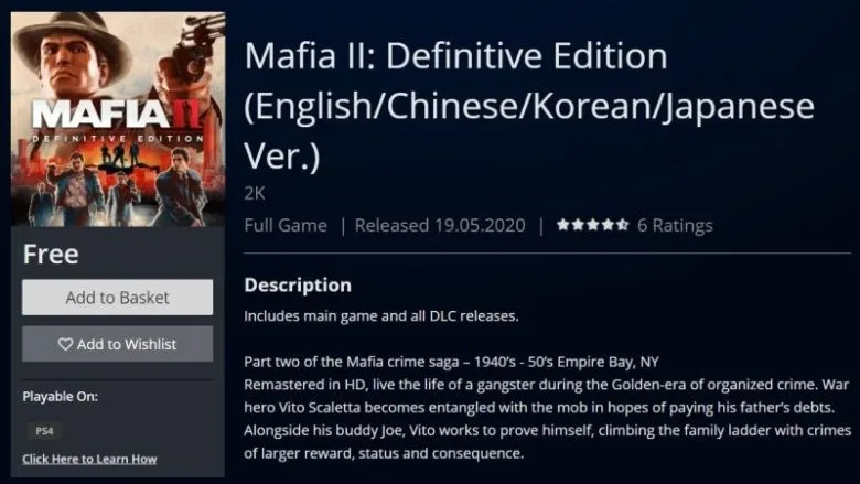 Mafia II: Definitive Edition Free