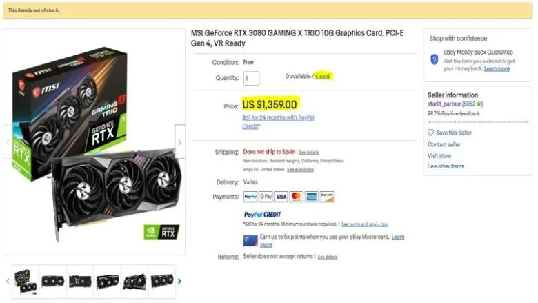 MSI Accused of Selling GeForce RTX 3080 At Inflated Prices