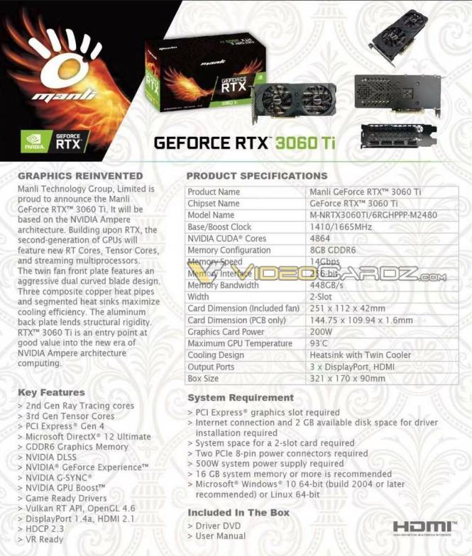 Nvidia GeForce RTX 3060 Ti Specifications Leaked
